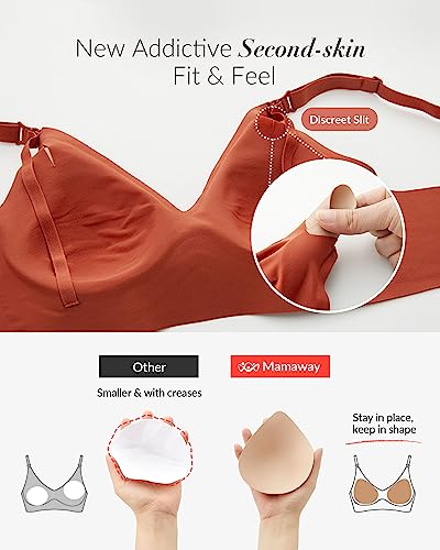 Mamaway Silky Seamless Nursing Maternity No Show Wireless Bra, Smooth, Cooling, Lightweight for Breastfeeding, Pregnancy - color: Copper, size: Medium