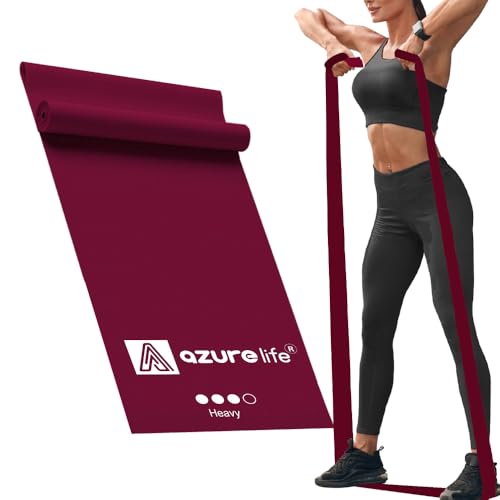 A AZURELIFE Professional Individual Exercise Resistance Bands, Single 5, 6,7 Ft or 8 Yards Elastic Bands, Non-Latex Stretch Bands for PT, Yoga, Pilates, Rehab, at-Home or The Gym Workouts - color: Purple - Heavy, size: 5 Feet