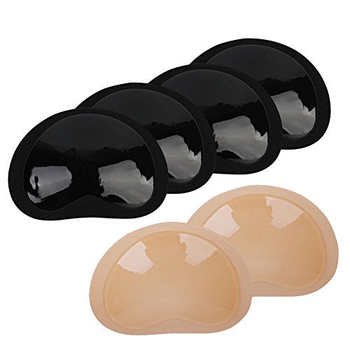 Silicone Bra Pads Inserts, Push up Sticky Chicken Cutlets for Small Chest - color: 2 Black+1 Beige