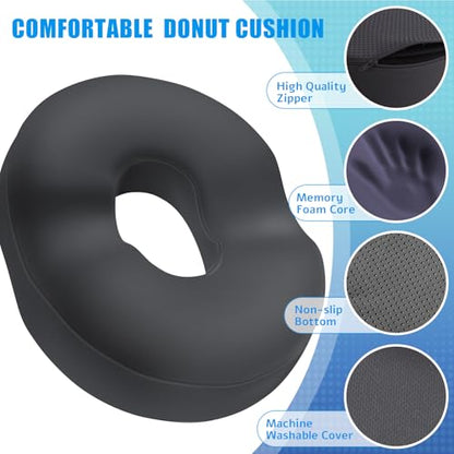 BlissTrends Donut Pillow Seat Cushion, Memory Foam Lifting Cushions - color: Grey, size: XX-Large