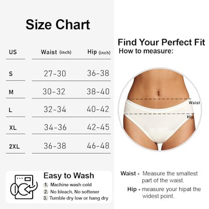 Battewa Leak Proof Underwear for Women Bikini Incontinence Panties White,M - color: White, size: Medium