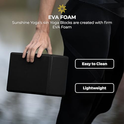 6 Pack 4" Yoga Block, EVA Foam Yoga Brick - color: Black