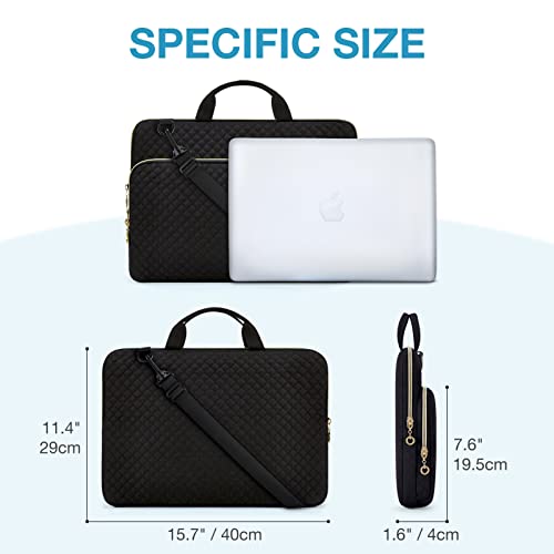 BAGSMART Laptop Sleeve Case with Handle Protective Water-Resistant - color: Black-Shoulder Strap, size: 15.6 Inch