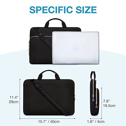 BAGSMART Laptop Sleeve Case with Handle Protective Water-Resistant - color: Navy Blue-Shoulder Strap, size: 15.6 Inch