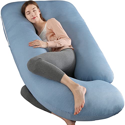 Elover U Shaped Pregnancy Pillow,Full Body Maternity Support - color: Cooling -Haze Blue