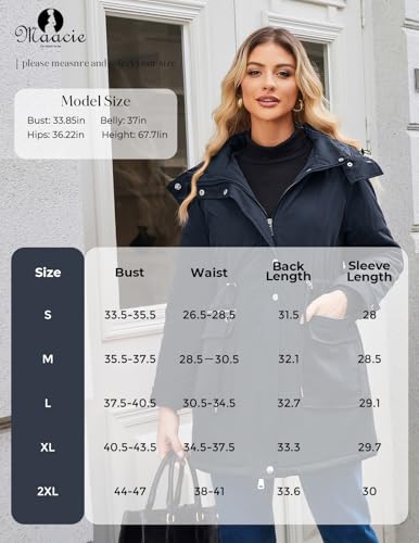 Maacie Maternity 3 in 1 Winter Coat Thicken Quilted Outwear with Pockets - color: Navy Blue, size: X-Large