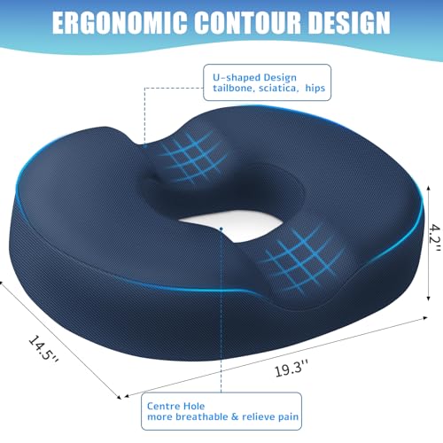 BlissTrends Donut Pillow Seat Cushion, Memory Foam Lifting Cushions - color: Blue, size: XX-Large