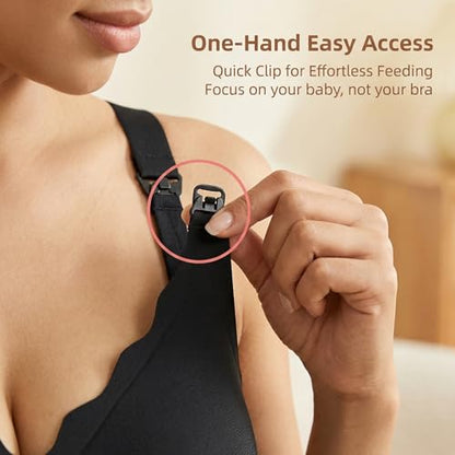 Nursing Bra, Maternity and Pumping Bra for Breastfeeding, Hands-Free Feeding Bra - color: Black, size: Large