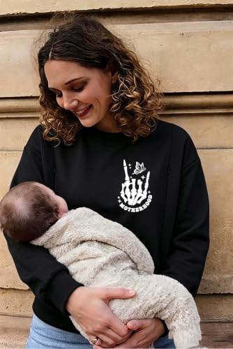 Women's Maternity Nursing Sweatshirt with Double Zipper for Breastfeeding - color: Black, size: Large