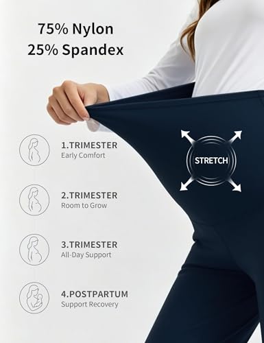 Womens Maternity Scrub Pants Straight 4-Way Stretch Cargo Work Yoga Pants - color: Navy, size: Medium