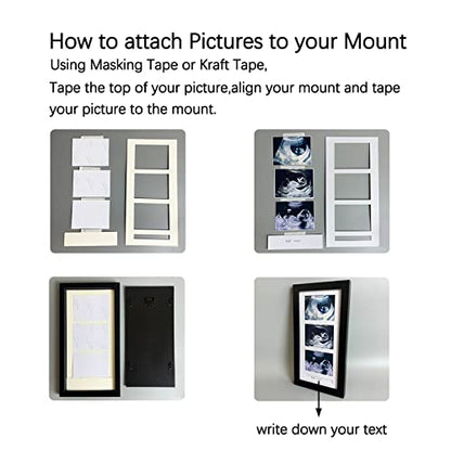Pine Wood Triple Ultrasound Frame, 3 Sonogram Photos, Black - color: Black