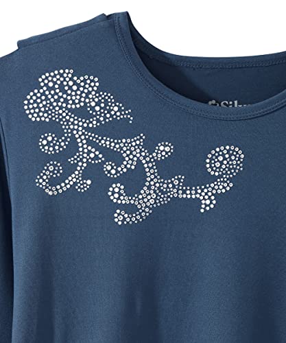 Silverts Women's Adaptive Open Back Long Sleeve Top, Assisted Dressing - color: Caribbean Blue, size: 3X-Large