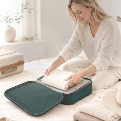 4 Pack Ultralight Compression Packing Cubes for Travel, Green - color: Green