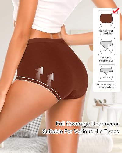 Annenmy High Waisted Panties Women's Cotton Underwear Full Coverage Briefs Soft Breathable Stretch Briefs Regular & Plus Size - color: Multicolor-a, size: Large