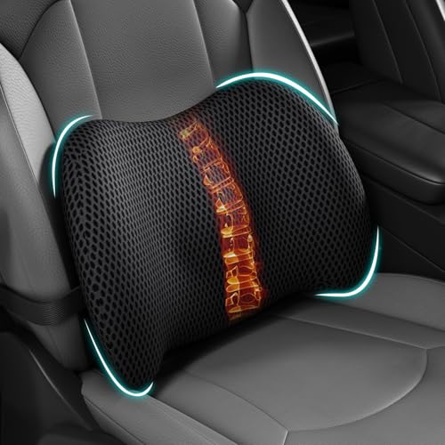 BYMECOST Lumbar Support Pillow for Car, Memory Foam Car Back Cushion - color: Black Breathable 4d Mesh
