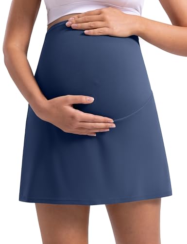 POSHDIVAH Creamluxe Maternity A-Line Tennis Golf Skirt - color: Navy, size: Medium