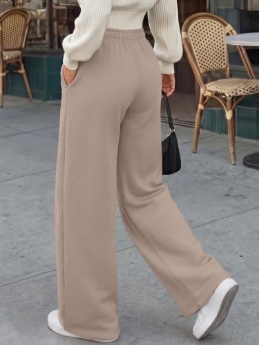 Trendy Queen Womens Wide Leg Fleece Lined Fall Sweatpants - color: Coffeegrey, size: Small