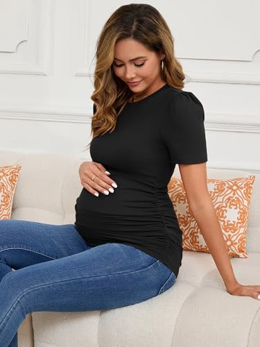 Maternity Work Tops Business Blouse Office - color: Black, size: Small