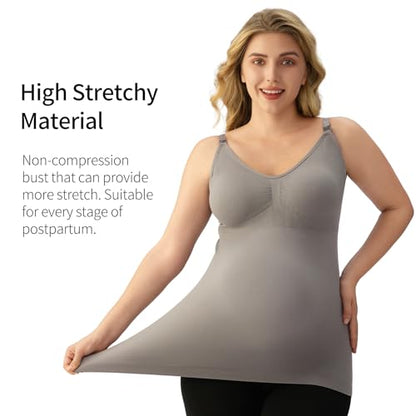 Angelhood Nursing Tank Tops Maternity Cami with Built in Bra - color: Black/Gray/Whtie, size: Medium
