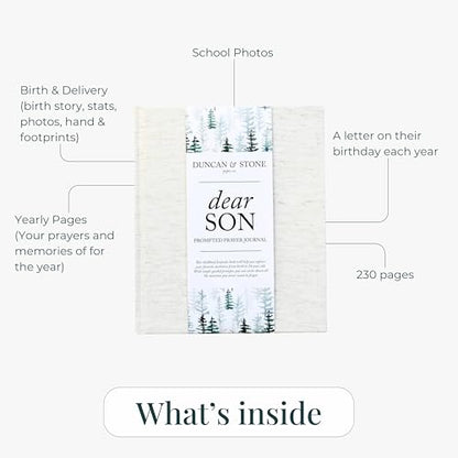 Duncan & Stone Dear Son Boy Mom Baby Memory Book Journal, Blue, 230pg - color: Blue