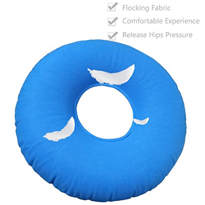 Donut Pillow, Inflatable Donut Cushion for Tailbone Pain,Hemorrhoid Seat Cushion (15" Light Blue, Air Pump Included)