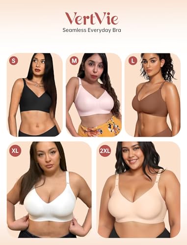 Vertvie Jelly Bra No Underwire Seamless Push Up Full Coverage - color: Brown, size: 3X-Large