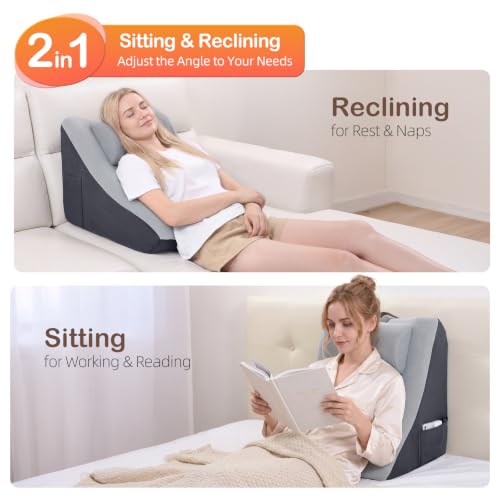 Vekkia 21” Back Rest Pillow with Dual-Layer Foam for Reclining and Sitting - color: Light Gray, size: 21 Inches