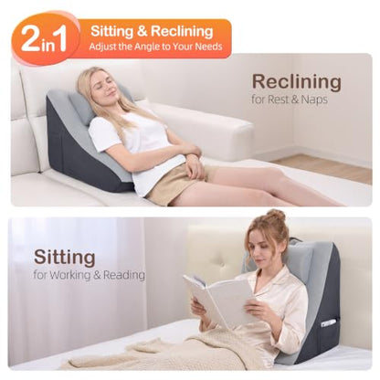 Vekkia 21” Back Rest Pillow with Dual-Layer Foam for Reclining and Sitting - color: Light Gray, size: 21 Inches
