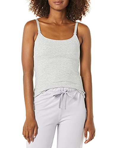 Amazon Essentials Women's Maternity Nursing Camisole with Adjustable Straps and Built-in Shelf Bra, Pack of 2 - color: 2-pack Light Heather Grey/White, size: Small