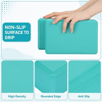 Wettarn 6 Pack EVA Yoga Blocks Bulk, Non Slip Pilates Brick - color: Bright Green
