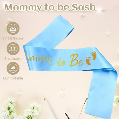 Mommy to Be Sash, Blue Baby Shower Sashes - color: Blue