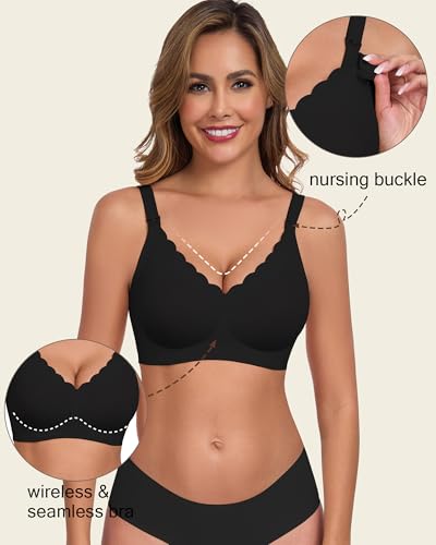 Vinfact Hands Free Pumping Bra Adjustable Breast-Pumps Nursing Bras Comfort Maternity Breast Pump Bra - color: Black, size: XX-Large
