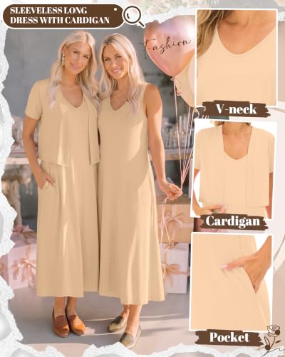 2 Piece Maternity Dress Outfits Set - color: Champagne, size: X-Large
