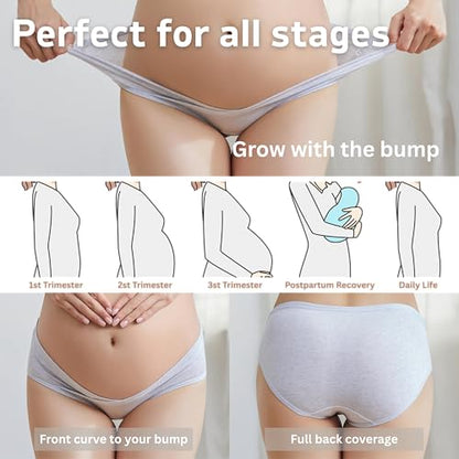 Maternity Underwear 5-Pack, Cotton Blend Postpartum Panties, V-Front Under-the-Bump Briefs, Multi-Color - color: Mottled, size: Medium