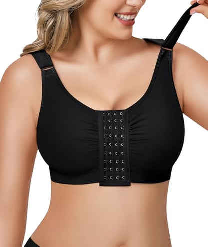 BRABIC Surgical Bra for Post Surgery Mastectomy Compression - color: Black, size: 3X-Large