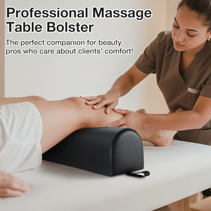3/4 Round Massage Table Bolster Pillow with Strap Handle, 26 x 6 x 6 In - color: 3/4 Round - Black