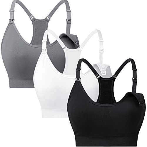 Suekaphin 3 Pack Sports Nursing Bra for Breastfeeding Supportive Bralette Pregnancy Maternity Wirefree Support for Women - color: Sort Nc, size: Large Plus