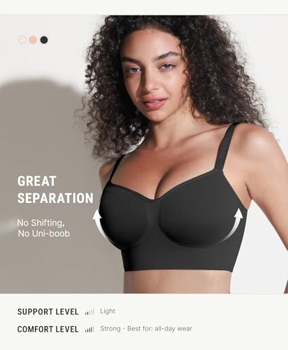 FeelinGirl Bras for Women Comfy Seamless Wireless Bralettes - color: Black, size: Medium