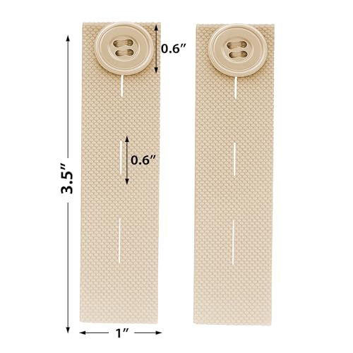Mandala Crafts Beige Elastic Waist Button Extender for Pants Waistband - color: Beige, size: Stretchy 3.5 Inches