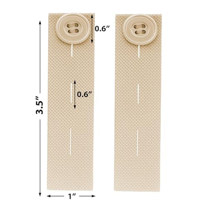 Mandala Crafts Beige Elastic Waist Button Extender for Pants Waistband - color: Beige, size: Stretchy 3.5 Inches