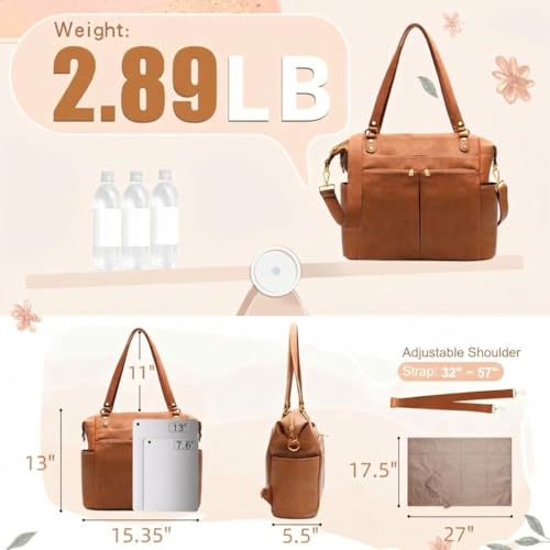 MOMINSIDE Diaper Bag Tote Convertible Diaper Bag Backpack Tote Leather - color: Brown