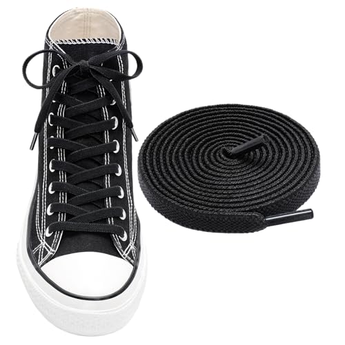 RJ-Sport Flat Elastic Shoe Laces Replacement for Converse High Tops - color: 02-black, size: 40"(100cm)