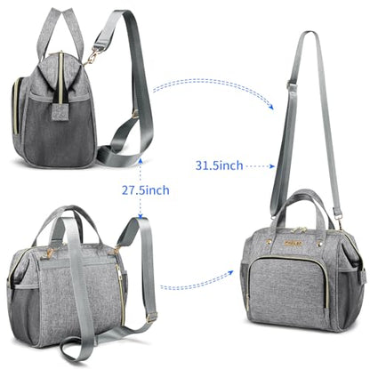 FHELAD HELAD Small Diaper Bag Backpack, 4 in 1 Mini Baby Bag for Short Trip - color: Gray