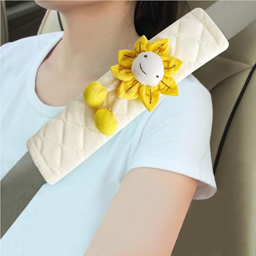 Amooca 2-Pack Braid Pattern Seat Belt Covers Shoulder Pads for Car & Bag - color: Yellow Sunflower