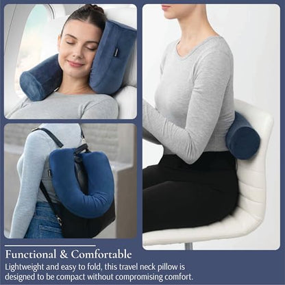 Brookstone Free Form Travel Pillow Lightweight Flexible Memory Foam Pillow - color: Blue