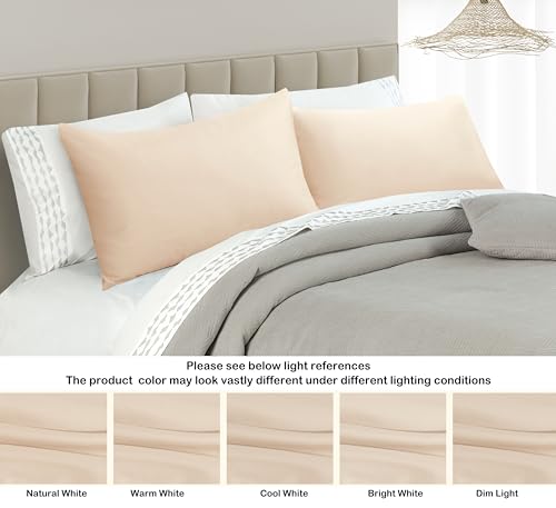 100% Egyptian Cotton Pillow Protectors Set of 2 Queen Size - color: Beige, size: Queen 2Pack
