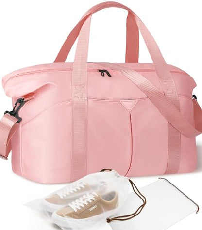 Duffle Bag for Travel with Trolley Sleeve, Gym Bag, Pink - color: Pink