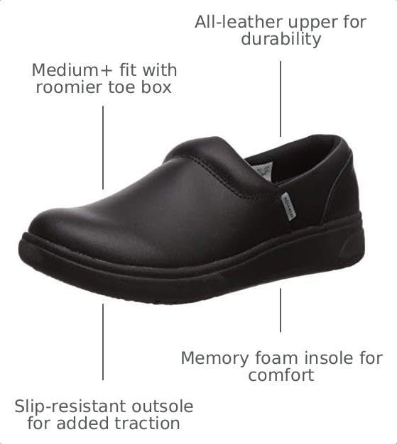 Cherokee Melody Nursing Clogs for Women Slip Resistant Leather Upper - color: Black, size: 7.5
