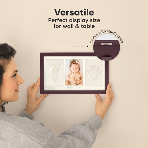 KeaBabies Baby Hand and Footprint Kit, Clay Keepsake Frame (Auburn) - color: Auburn, size: Duo Frame, 13" x 7.8"