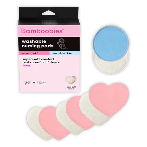 Bamboobies Nursing Pads for Breastfeeding, 6 Ultra Thin and 2 Overnight - size: 8 Pads